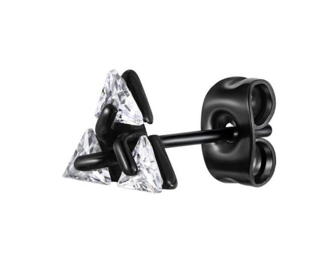Wholesale Stainless Steel Men's Zirconia Triangle Earrings
