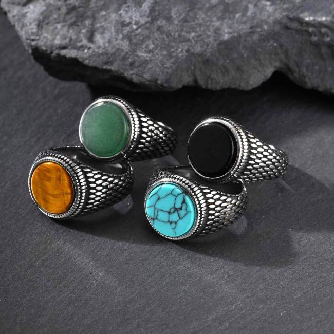 Wholesale Stainless Steel Black Onyx Turquoise Ring