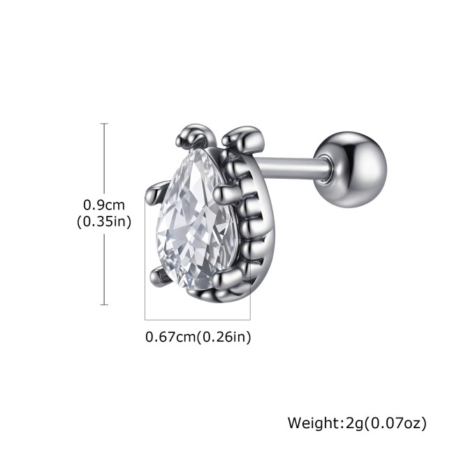 Wholesale Stainless Steel Retro Punk Black CZ Earrings