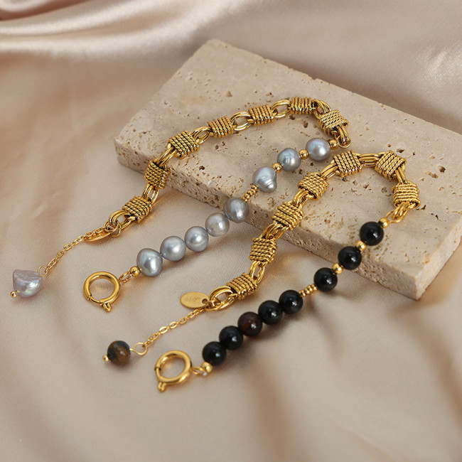 Wholesale Brass Chain and Pearl Bracelet