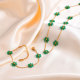 Wholesale Stainless Steel Green Crystal Daisy Flower Jewelry Set