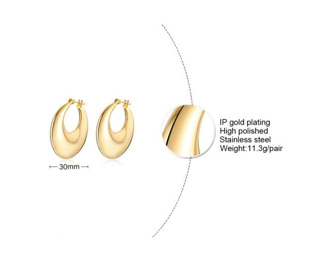 Wholesale Stainless Steel Chunky C Earrings