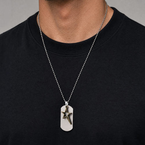 Wholesale Engravable Stainless Steel Shooting Star Dog Tag Pendant