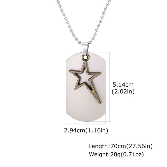 Wholesale Engravable Stainless Steel Shooting Star Dog Tag Pendant