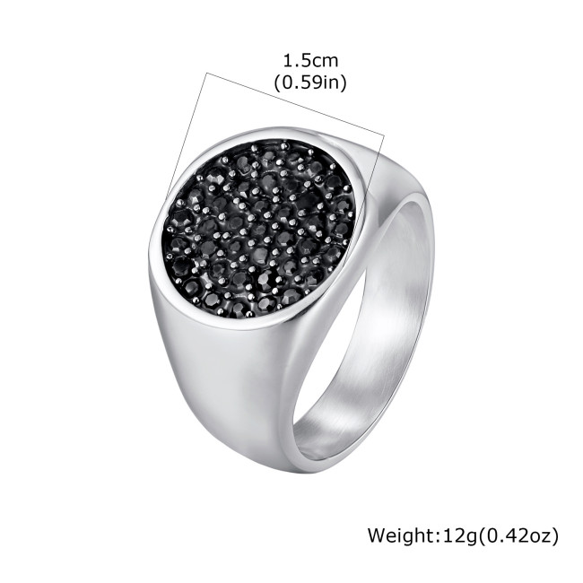 Wholesale Stainless Steel Pave Black CZ Square Signet Ring
