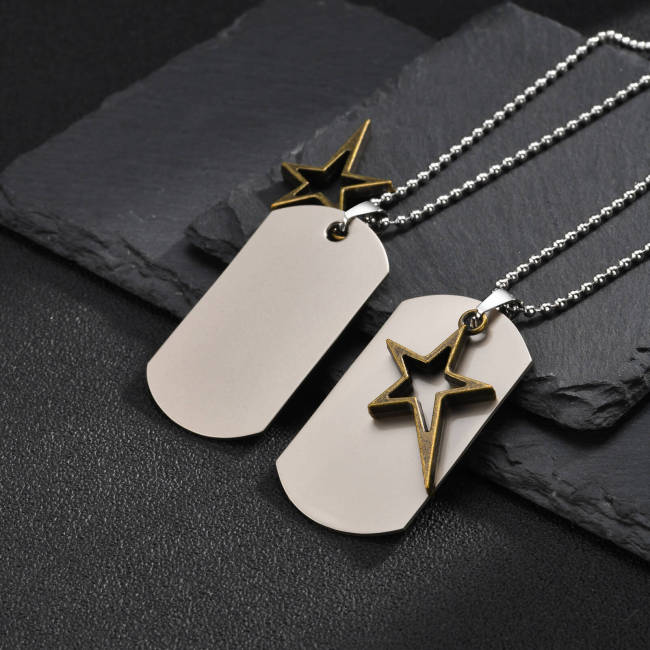 Wholesale Engravable Stainless Steel Shooting Star Dog Tag Pendant
