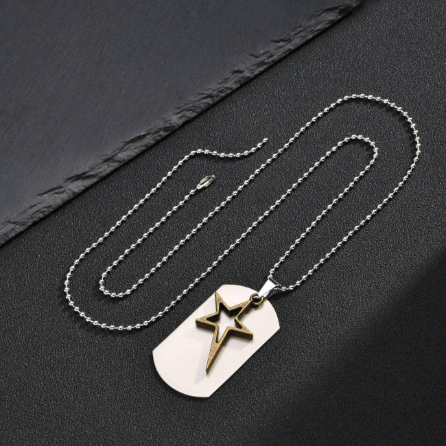 Wholesale Engravable Stainless Steel Shooting Star Dog Tag Pendant
