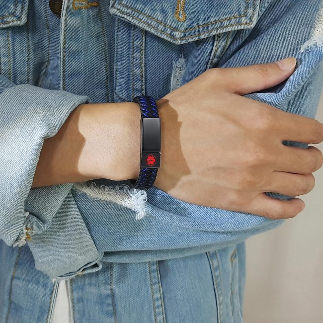 Wholesale Stainless Steel Medical Braided Leather Bracelet