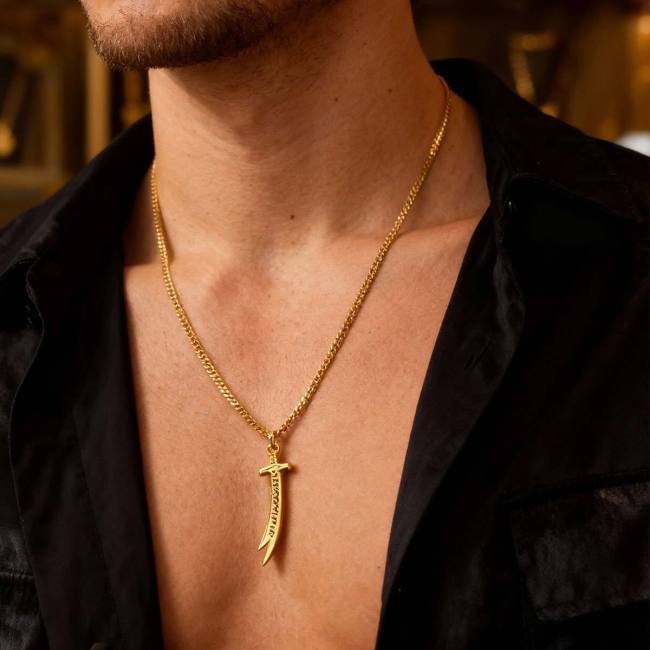 Wholesale Stainless Steel Arabic Sword Statement Necklace