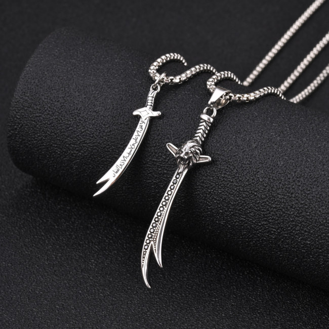 Wholesale Stainless Steel Arabic Sword Statement Necklace