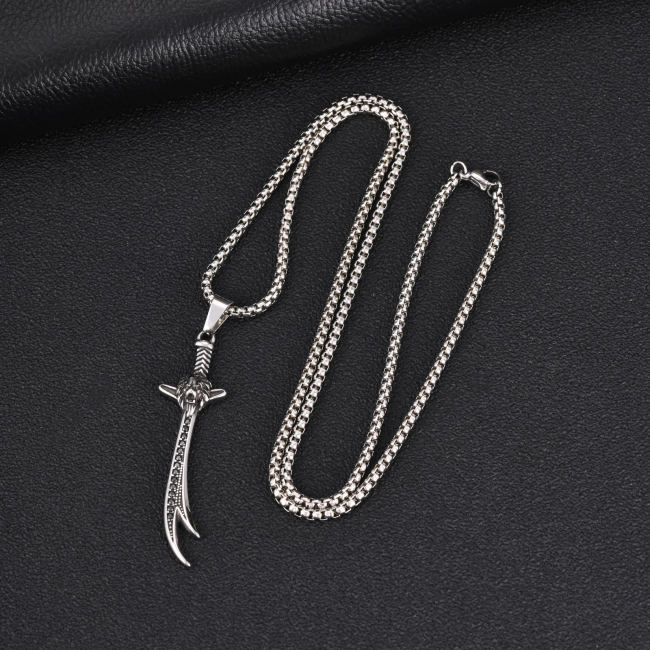 Wholesale Stainless Steel Arabic Sword Statement Necklace