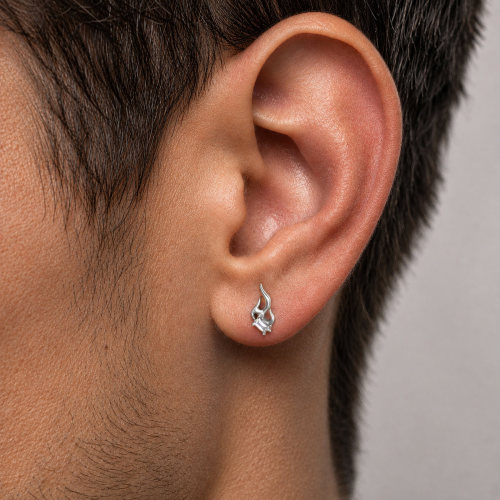 Wholesale Stainless Steel Tribal Flame Black CZ Earrings