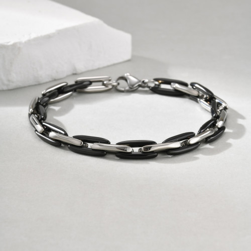 Wholesale Stainless Steel Two-Tone Interlocking Link Wristband