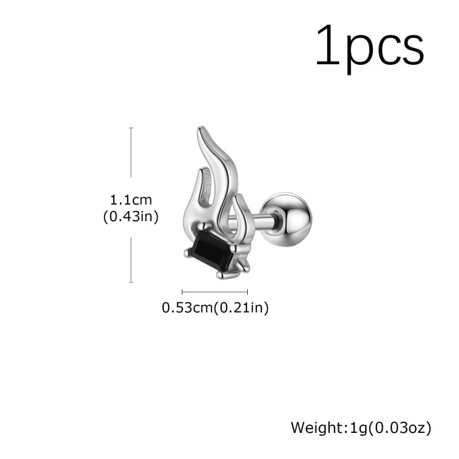 Wholesale Stainless Steel Tribal Flame Black CZ Earrings