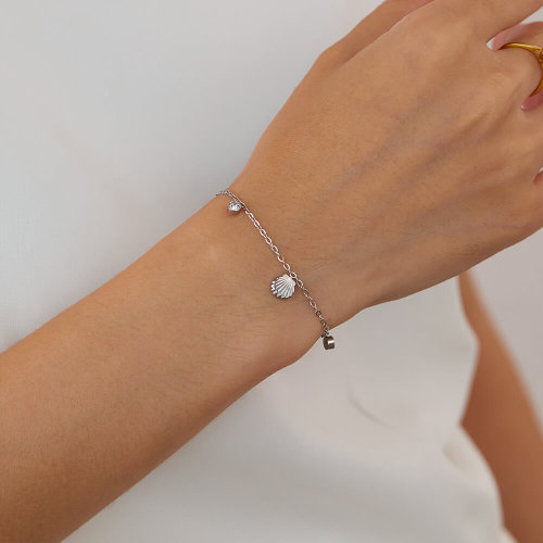 Wholesale Stainless Steel Seashell and CZ Bracelet