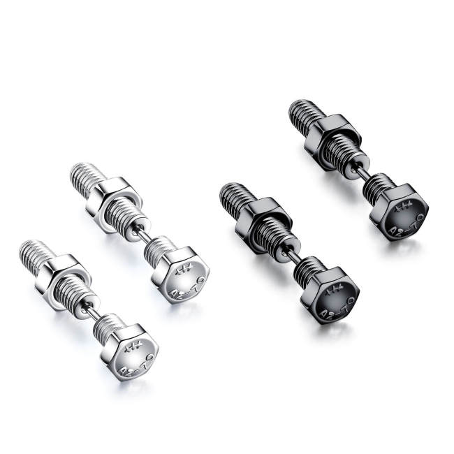 Wholesale Stainless Steel Hex Bolt and Nut Stud Earrings