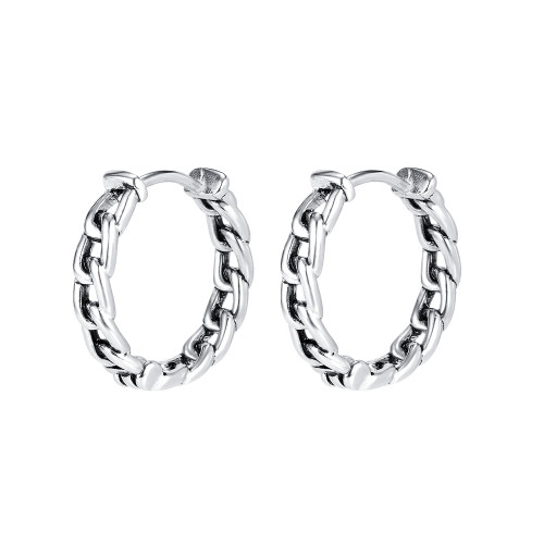 Wholesale Stainless Steel Vintage Cuban Link Hoop Earrings