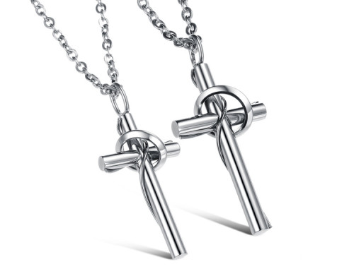 Wholesale Stainless Steel Twisted Rope Cross Couple Pendants