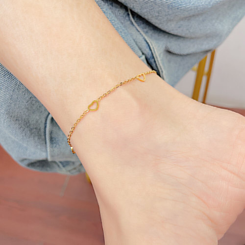 Wholesale Stainless Steel Open Heart Station Anklet