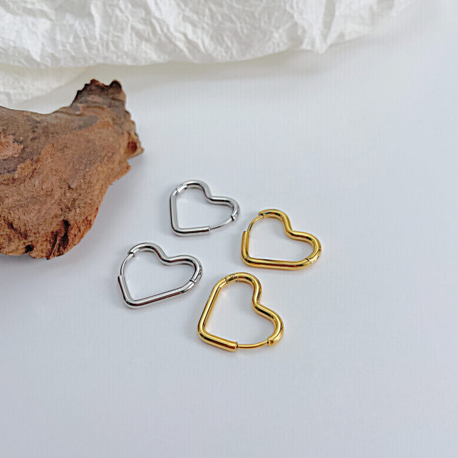 Wholesale Stainless Steel Heart Huggie Hoop Earrings