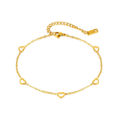 Wholesale Stainless Steel Open Heart Station Anklet