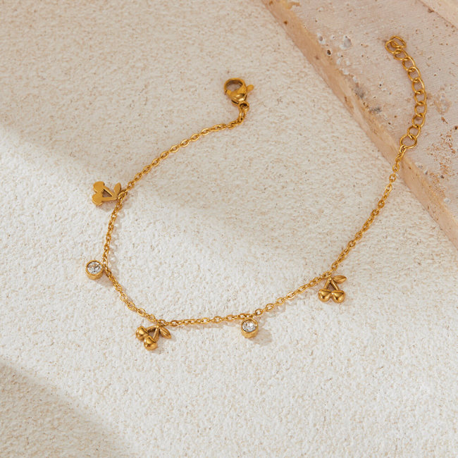 Wholesale Stainless Steel Cherry CZ Station Bracelet