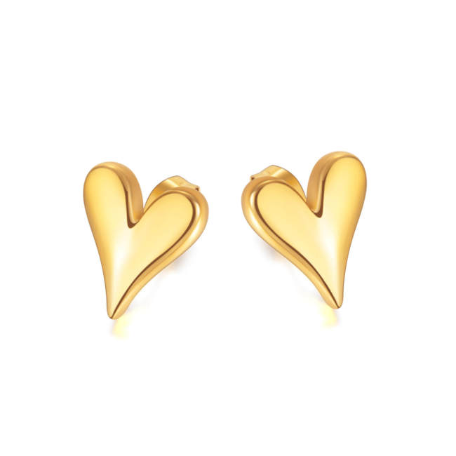 Wholesale Stainless Steel Puffy Heart Stud Earrings