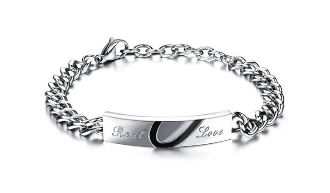 Wholesale Stainless Steel Real Love Heart Couple Bracelets