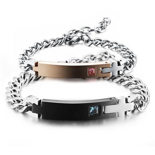 Wholesale Stainless Steel Engravable Cross Couple Bracelets