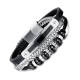 Wholesale Steel Men's Multi-Strand Leather Beaded Bracelet