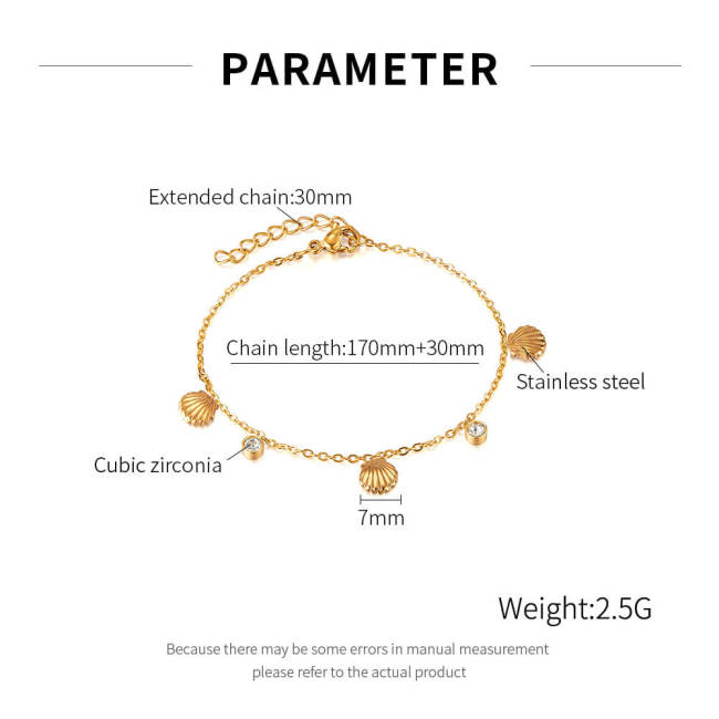 Wholesale Stainless Steel Seashell and CZ Bracelet