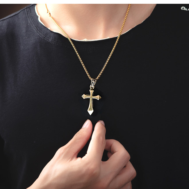 Wholesale Stainless Steel Beveled Sword Cross Pendant
