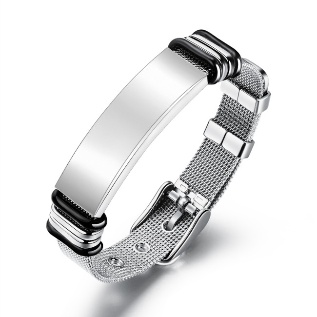 Wholesale Stainless Steel Mesh Strap ID Bracelet