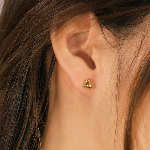 Wholesale Stainless Steel Sunburst CZ Heart Stud Earrings