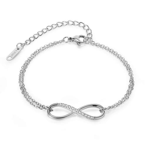 Wholesale Stainless Steel Pavé CZ Infinity Bracelet