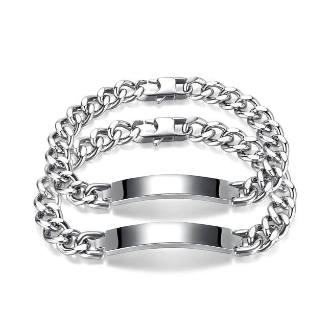 Wholesale Stainless Steel Blank Curb Chain Couple Bracelet