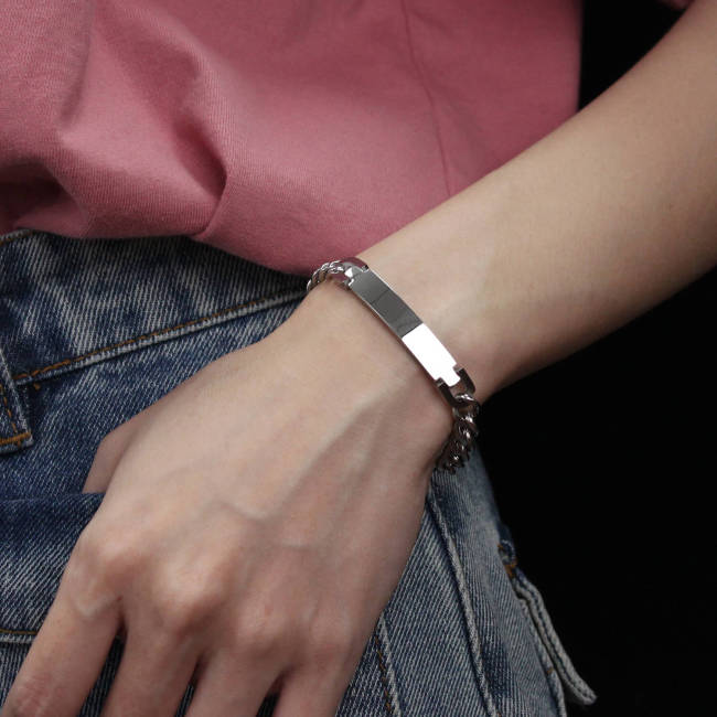 Wholesale Stainless Steel Blank Curb Chain Couple Bracelet