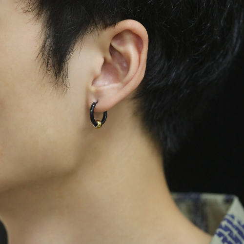 Wholesale Stainless Steel Two-Tone Bead Hoop Earrings