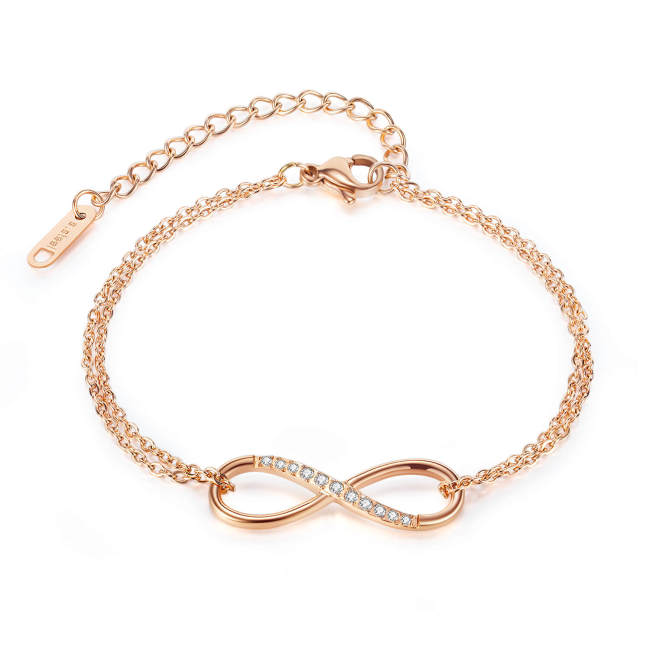 Wholesale Stainless Steel Pavé CZ Infinity Bracelet