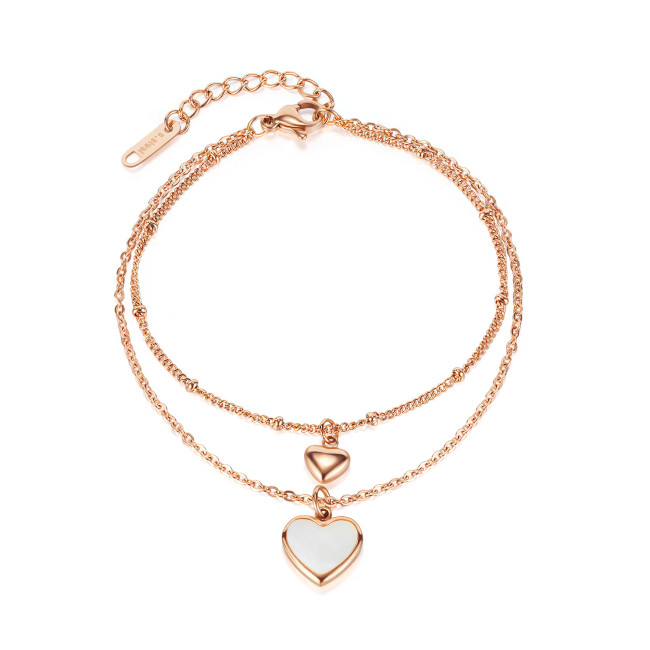 Wholesale Stainless Steel Double Layer Heart Bracelet