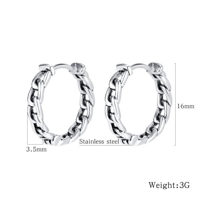 Wholesale Stainless Steel Vintage Cuban Link Hoop Earrings