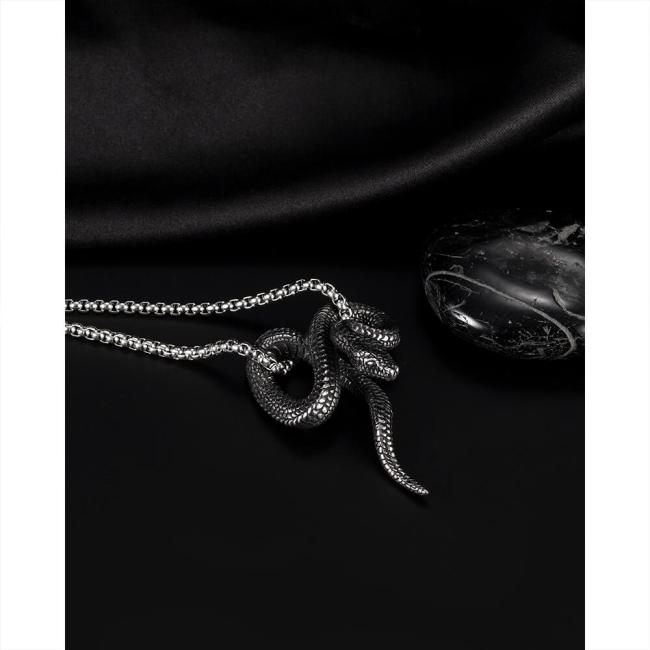 Wholesale Stainless Steel Vintage Blackened Snake Pendant