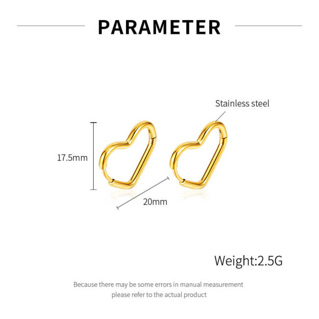 Wholesale Stainless Steel Heart Huggie Hoop Earrings