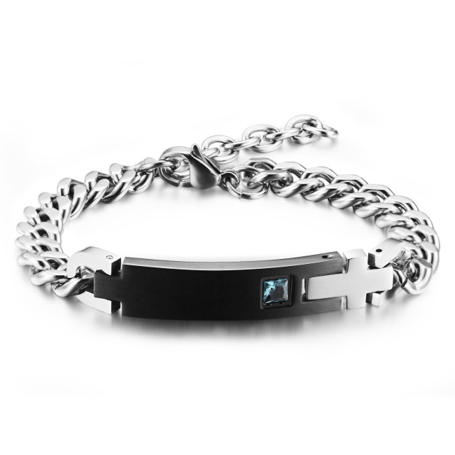 Wholesale Stainless Steel Engravable Cross Couple Bracelets