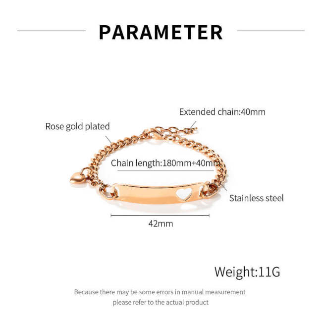 Wholesale Stainless Steel Engraved Hollow Heart Bracelet