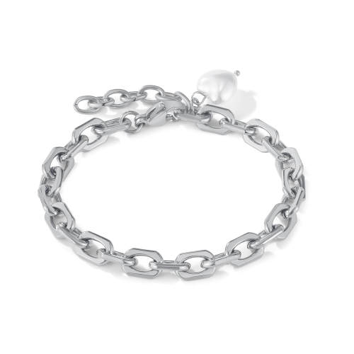 Wholesale Stainless Steel Geometric Link Heart Pearl Bracelet