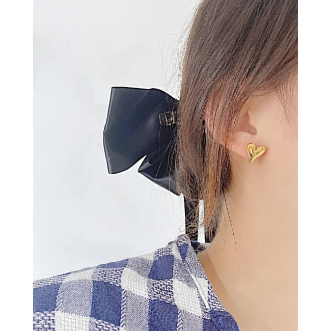 Wholesale Stainless Steel Puffy Heart Stud Earrings