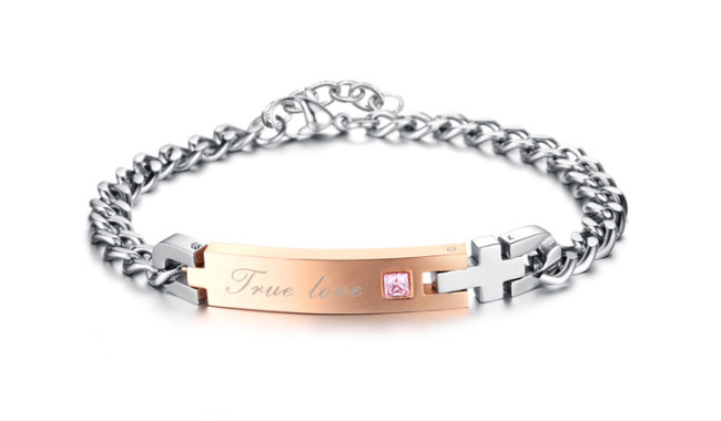 Wholesale Stainless Steel Matching  True Love  Cross Bracelet Set