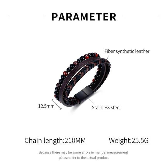 Wholesale Multi-Strand Braided Leather Beaded Bracelet