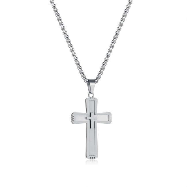 Wholesale Stainless Steel Layered Cross Pendant Necklace